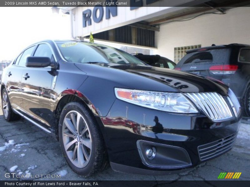 Tuxedo Black Metallic / Light Camel 2009 Lincoln MKS AWD Sedan