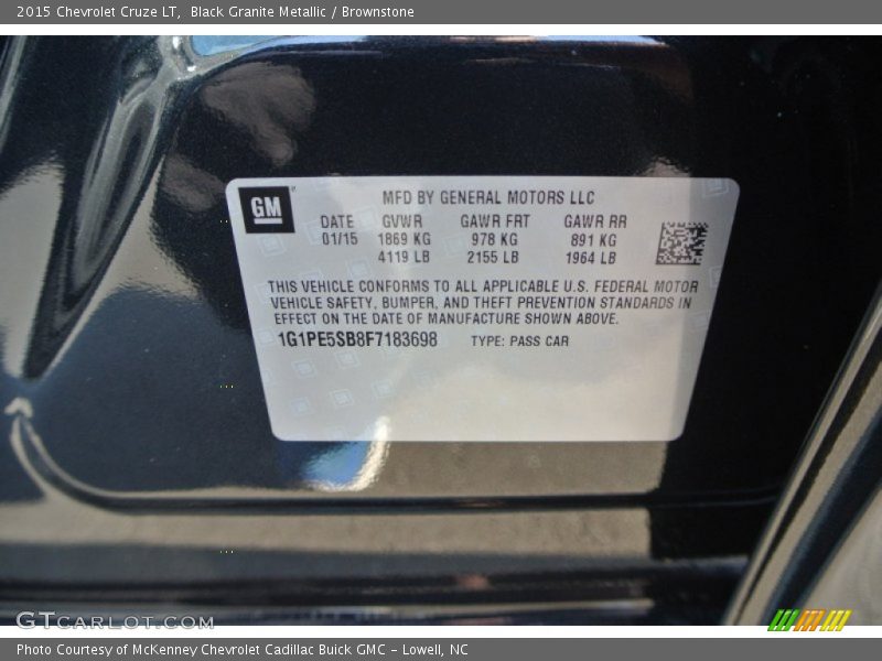 Black Granite Metallic / Brownstone 2015 Chevrolet Cruze LT