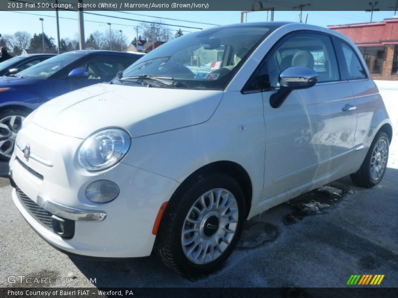 Bianco (White) / Marrone/Avorio (Brown/Ivory) 2013 Fiat 500 Lounge