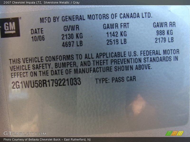 Silverstone Metallic / Gray 2007 Chevrolet Impala LTZ
