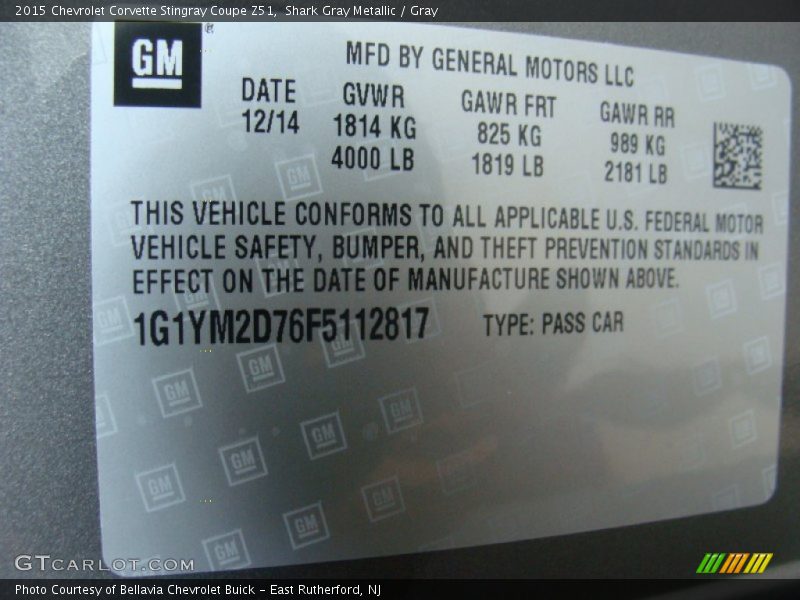 Shark Gray Metallic / Gray 2015 Chevrolet Corvette Stingray Coupe Z51