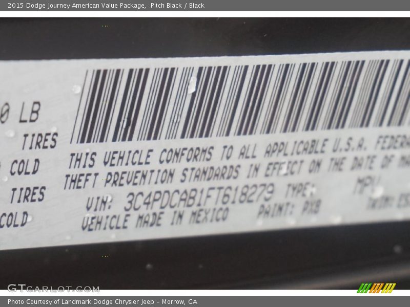 Pitch Black / Black 2015 Dodge Journey American Value Package