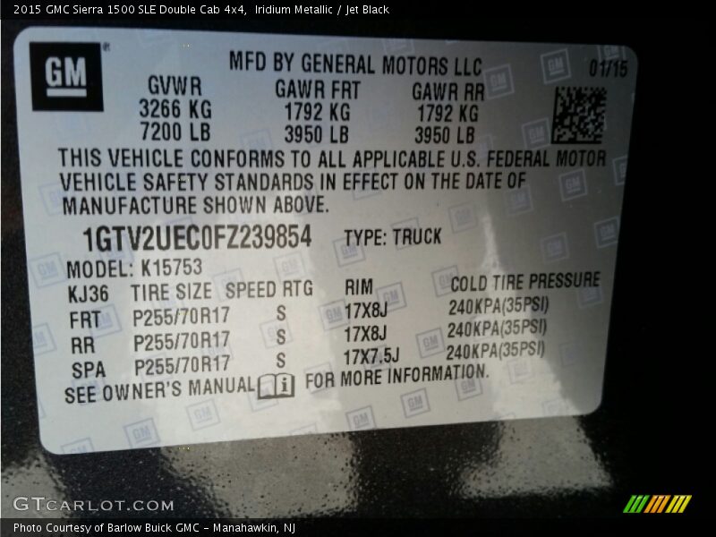 Iridium Metallic / Jet Black 2015 GMC Sierra 1500 SLE Double Cab 4x4