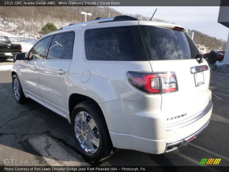 White Diamond Tricoat / Cocoa Dune 2015 GMC Acadia Denali AWD