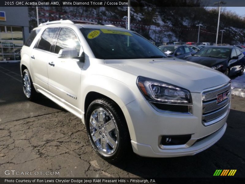 White Diamond Tricoat / Cocoa Dune 2015 GMC Acadia Denali AWD