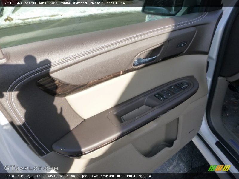White Diamond Tricoat / Cocoa Dune 2015 GMC Acadia Denali AWD