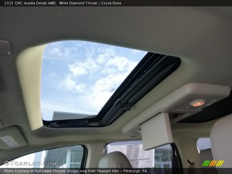 White Diamond Tricoat / Cocoa Dune 2015 GMC Acadia Denali AWD