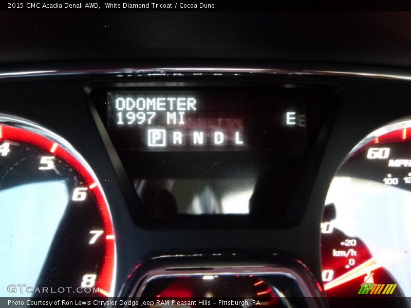 White Diamond Tricoat / Cocoa Dune 2015 GMC Acadia Denali AWD