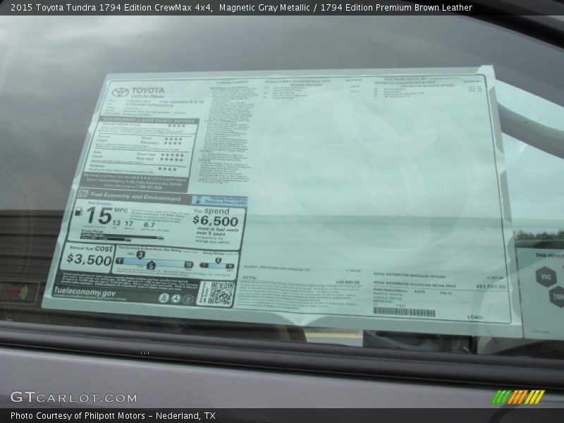 Magnetic Gray Metallic / 1794 Edition Premium Brown Leather 2015 Toyota Tundra 1794 Edition CrewMax 4x4