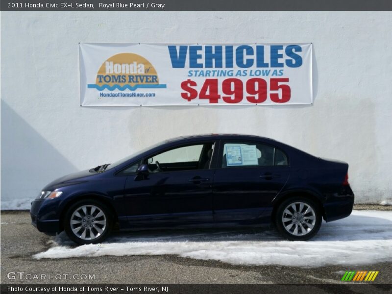 Royal Blue Pearl / Gray 2011 Honda Civic EX-L Sedan