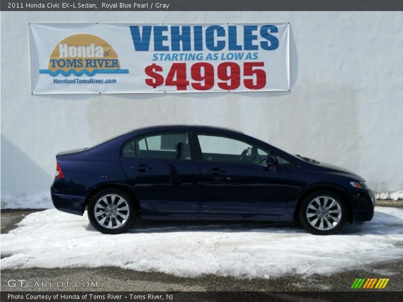 Royal Blue Pearl / Gray 2011 Honda Civic EX-L Sedan