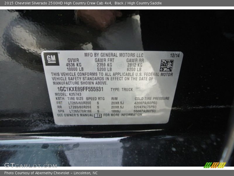 Black / High Country Saddle 2015 Chevrolet Silverado 2500HD High Country Crew Cab 4x4