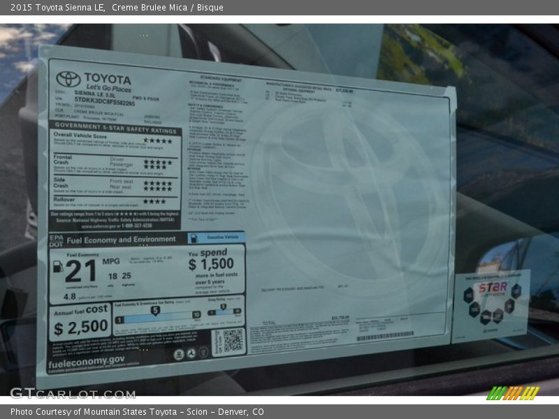 Creme Brulee Mica / Bisque 2015 Toyota Sienna LE