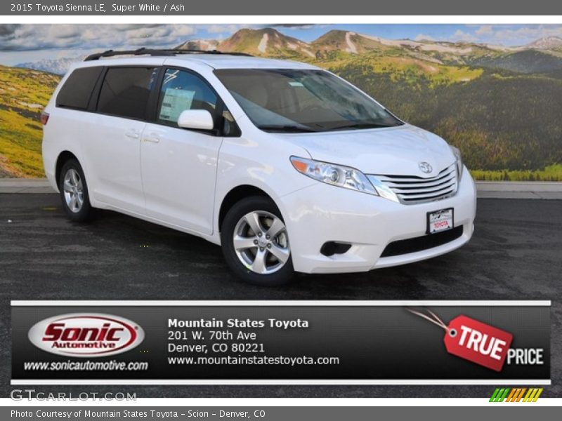 Super White / Ash 2015 Toyota Sienna LE