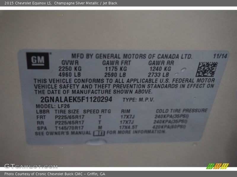 Champagne Silver Metallic / Jet Black 2015 Chevrolet Equinox LS