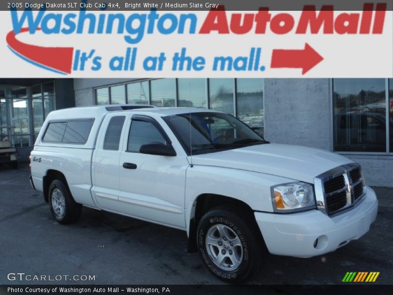 Bright White / Medium Slate Gray 2005 Dodge Dakota SLT Club Cab 4x4