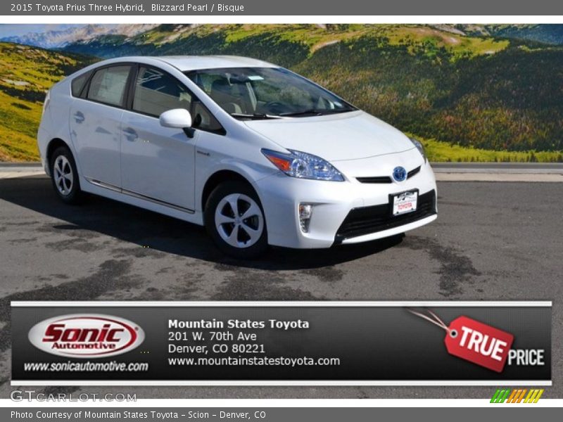 Blizzard Pearl / Bisque 2015 Toyota Prius Three Hybrid