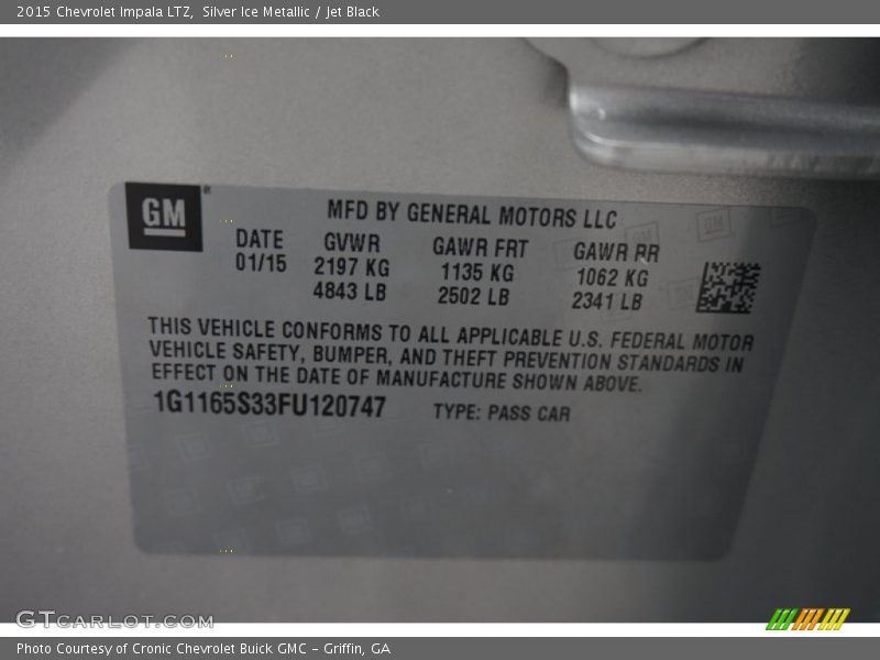 Silver Ice Metallic / Jet Black 2015 Chevrolet Impala LTZ