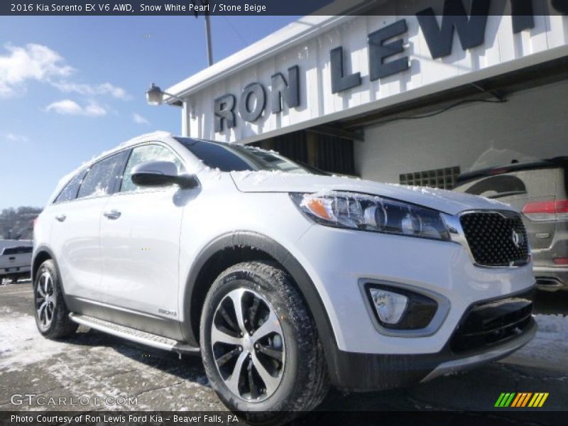 Snow White Pearl / Stone Beige 2016 Kia Sorento EX V6 AWD