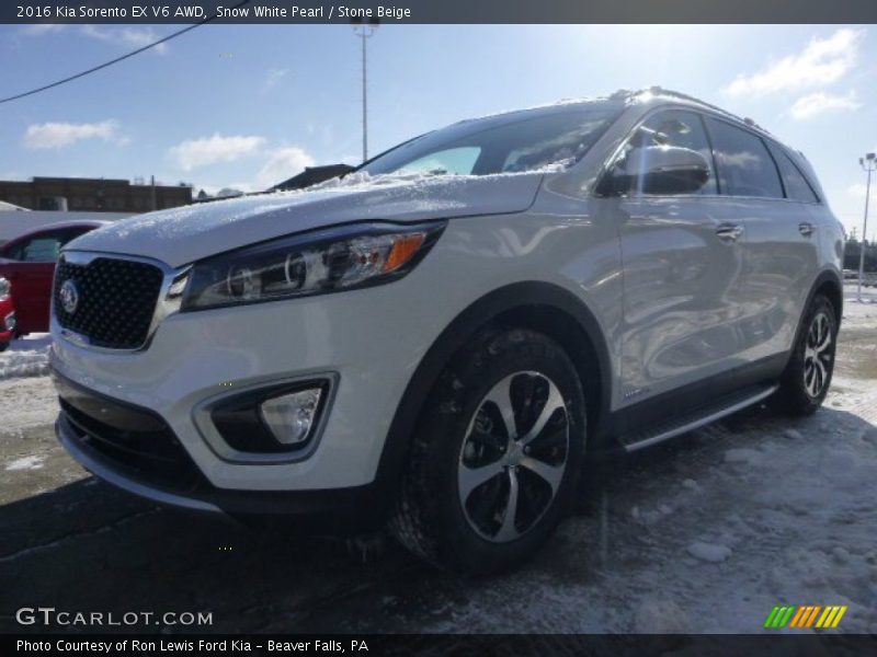 Snow White Pearl / Stone Beige 2016 Kia Sorento EX V6 AWD