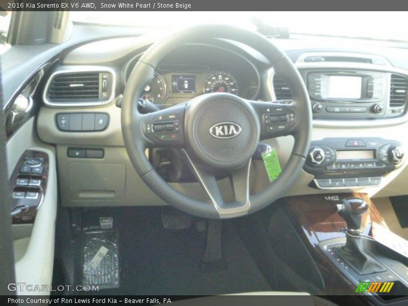 Snow White Pearl / Stone Beige 2016 Kia Sorento EX V6 AWD
