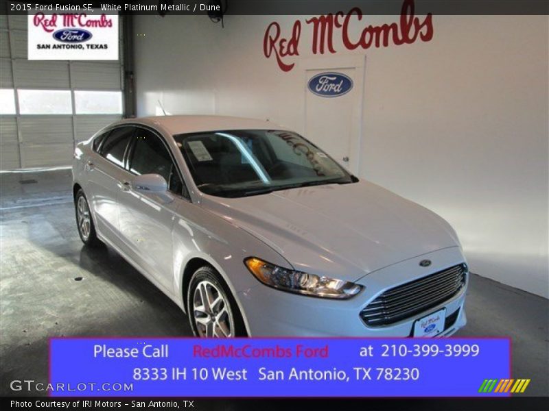 White Platinum Metallic / Dune 2015 Ford Fusion SE