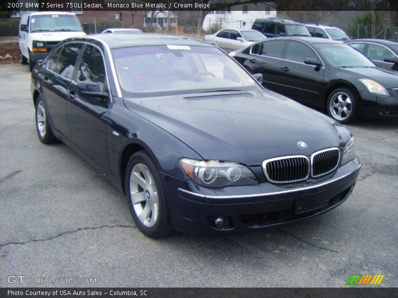 Monaco Blue Metallic / Cream Beige 2007 BMW 7 Series 750Li Sedan