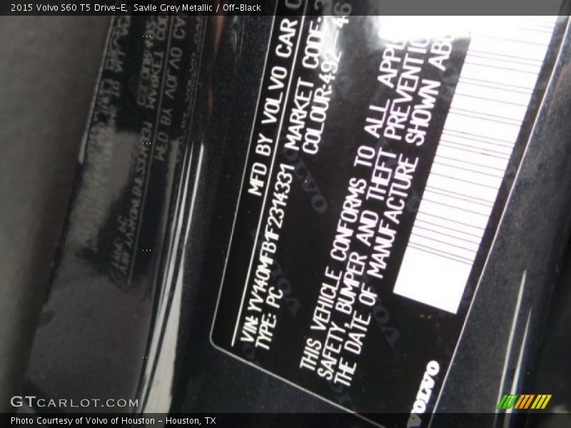 Savile Grey Metallic / Off-Black 2015 Volvo S60 T5 Drive-E