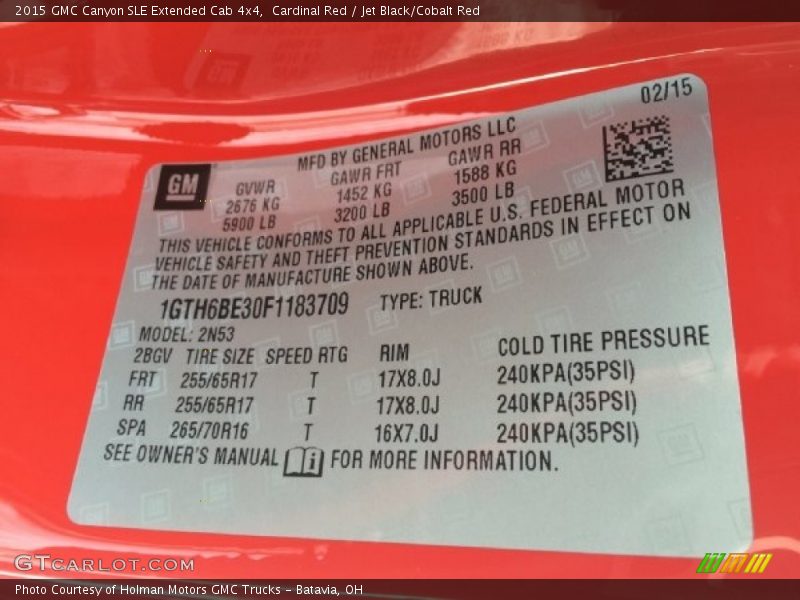 Cardinal Red / Jet Black/Cobalt Red 2015 GMC Canyon SLE Extended Cab 4x4