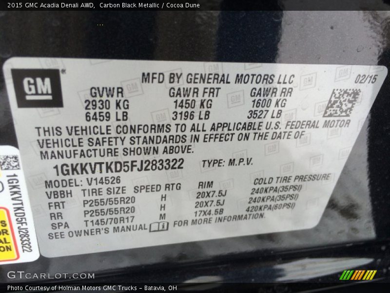 Carbon Black Metallic / Cocoa Dune 2015 GMC Acadia Denali AWD