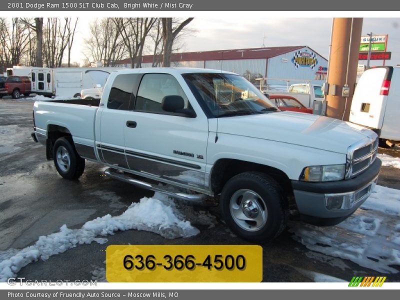 Bright White / Mist Gray 2001 Dodge Ram 1500 SLT Club Cab