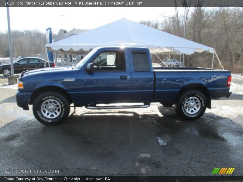 Vista Blue Metallic / Medium Dark Flint 2010 Ford Ranger XLT SuperCab 4x4