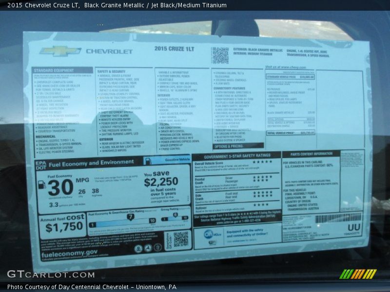 Black Granite Metallic / Jet Black/Medium Titanium 2015 Chevrolet Cruze LT