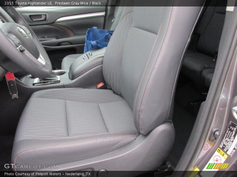 Front Seat of 2015 Highlander LE