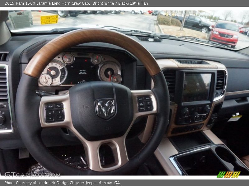 Bright White / Black/Cattle Tan 2015 Ram 1500 Laramie Long Horn Crew Cab