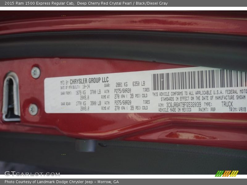 Deep Cherry Red Crystal Pearl / Black/Diesel Gray 2015 Ram 1500 Express Regular Cab