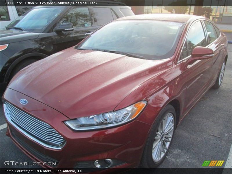 Sunset / Charcoal Black 2014 Ford Fusion SE EcoBoost