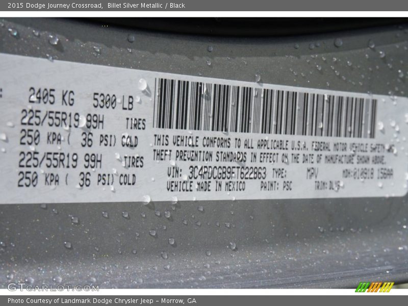 Billet Silver Metallic / Black 2015 Dodge Journey Crossroad