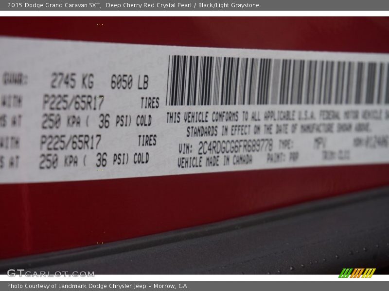 Deep Cherry Red Crystal Pearl / Black/Light Graystone 2015 Dodge Grand Caravan SXT