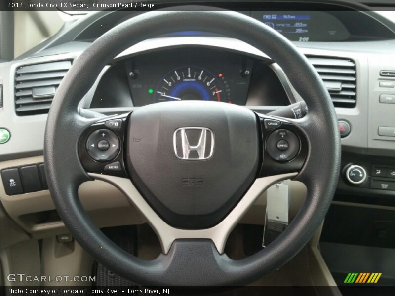 Crimson Pearl / Beige 2012 Honda Civic LX Sedan