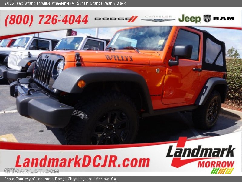 Sunset Orange Pearl / Black 2015 Jeep Wrangler Willys Wheeler 4x4