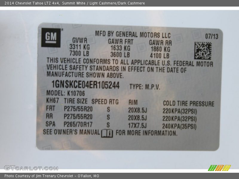 Summit White / Light Cashmere/Dark Cashmere 2014 Chevrolet Tahoe LTZ 4x4