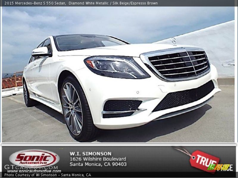 Diamond White Metallic / Silk Beige/Espresso Brown 2015 Mercedes-Benz S 550 Sedan
