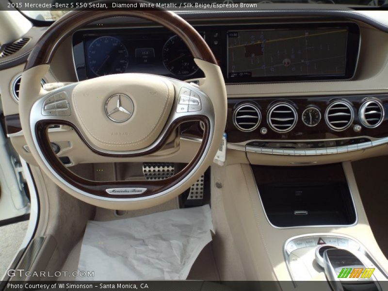 Diamond White Metallic / Silk Beige/Espresso Brown 2015 Mercedes-Benz S 550 Sedan