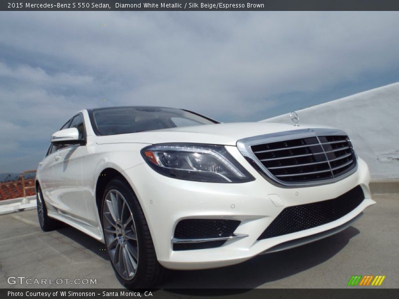 Diamond White Metallic / Silk Beige/Espresso Brown 2015 Mercedes-Benz S 550 Sedan