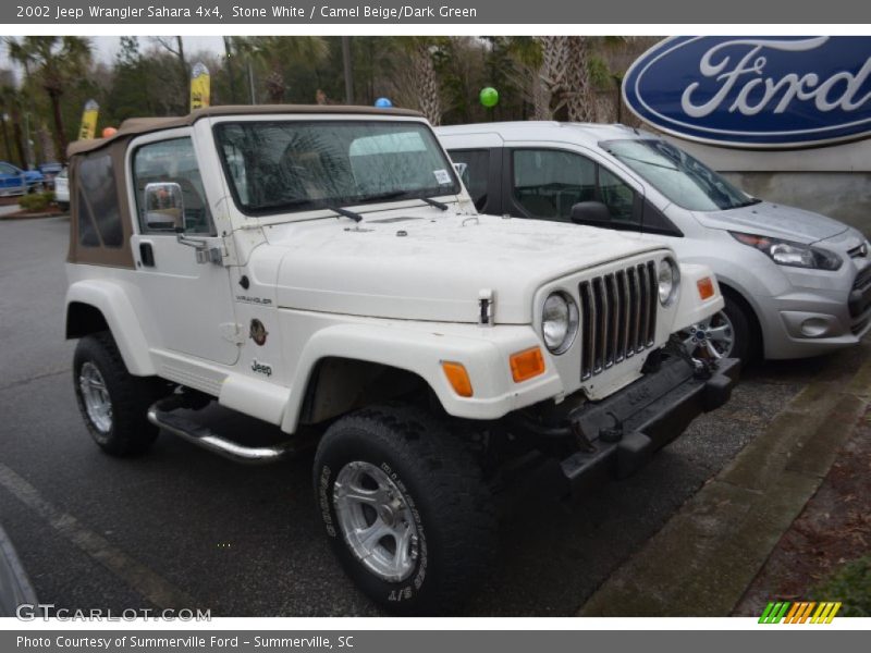 Stone White / Camel Beige/Dark Green 2002 Jeep Wrangler Sahara 4x4