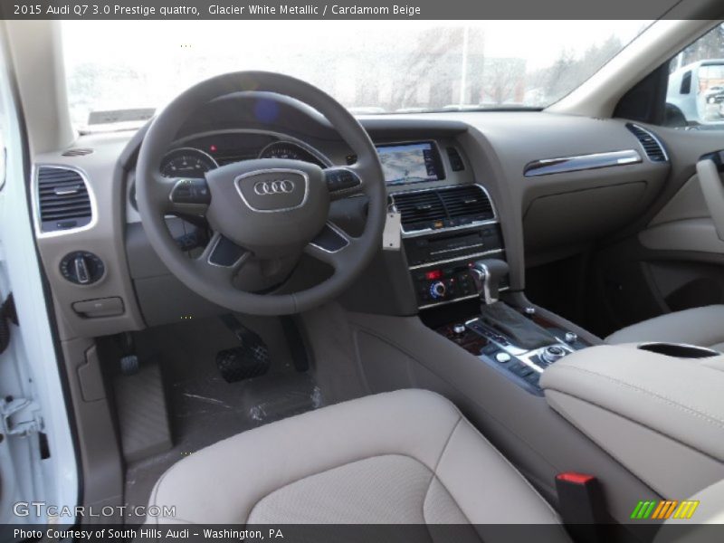 Glacier White Metallic / Cardamom Beige 2015 Audi Q7 3.0 Prestige quattro
