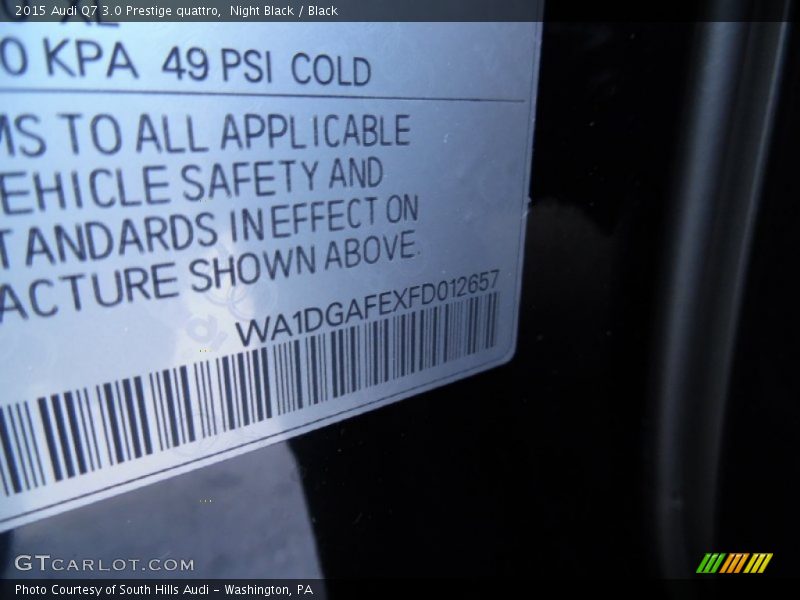 Night Black / Black 2015 Audi Q7 3.0 Prestige quattro