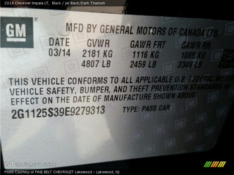 Black / Jet Black/Dark Titanium 2014 Chevrolet Impala LT