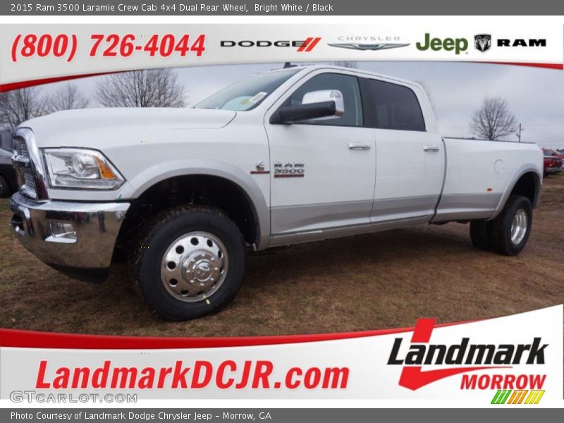 Bright White / Black 2015 Ram 3500 Laramie Crew Cab 4x4 Dual Rear Wheel